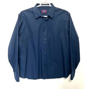 Untuckit Wrinkle Free Castello Navy Blue Button-Down Shirt XL Relaxed Fit